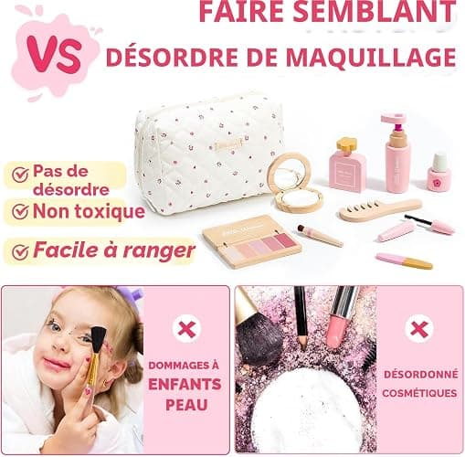 Faux Maquillage Enfant Fille en Bois Maquillage Enfant Jouet | Maquillage Malette Accessoires Jeux de Maquillage Coffret Jouet Fille Princesse Anniversaire Cadeau 3 4 5 6 7 8 Ans thumbnail 4