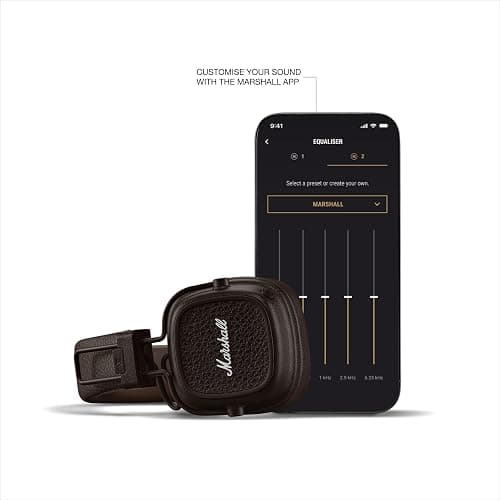 Marshall Major V Wireless On-Ear Bluetooth Headphones - 100+ Hr Playtime | Detachable Audio Cable | Microphone for Calls | Lightweight, Foldable Design for Travel - Brown thumbnail 10