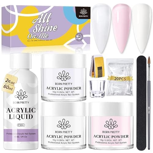 BORN PRETTY Acrylic Nail Kit - Powder & Liquid Set, Pink, White, Clear Acrylic Powder with Nail Liquid Monomer for Quick Gel Extensions thumbnail 9