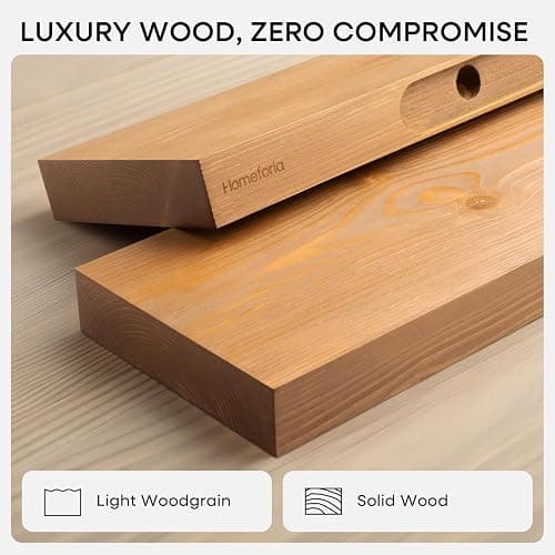 Homeforia 24 inch Golden Oak Floating Shelf, High End Solid Real Wood 24inch Small Floating Shelves for Wall Mounted, Oak Wooden 24in Floating Shelves, Heavy Duty Bracket, 24 X 6.5 X 1.75 in, Set of 2 thumbnail 3