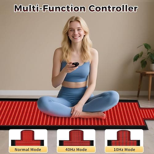 Body Red Light Therapy Mat, Eligible Red Light Therapy Blanket, 2in1 LEDs(660nm& 850nm), Premium Leather, Adjustable Timer & Intensity 195x60cm 1370 LEDs thumbnail 3