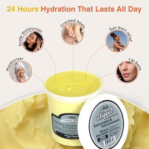 Whipped Shea Butter Fresh Flower - Nourishes, Moisturizes & Renews | 100% African Pure Shea Butter | Cold-Pressed & Cold-Processed | No Dyes & Parabens | Vegan | 11.50oz / 326g thumbnail 6