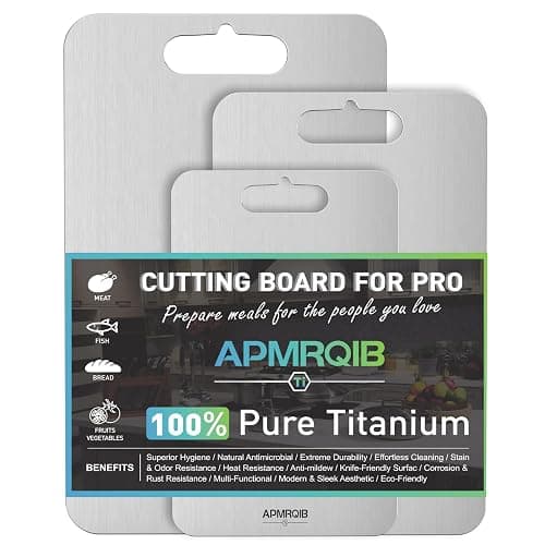 APMRQIB Titanium Cutting Board Set of 3,100% Pure Titanium Cutting Boards for Kitchen, Double Sided Non Toxic Cutting Board, Ideal Charcuterie & Chopping for Meat, Hygiene Durable Dishwasher（S+M+L) - Image 1