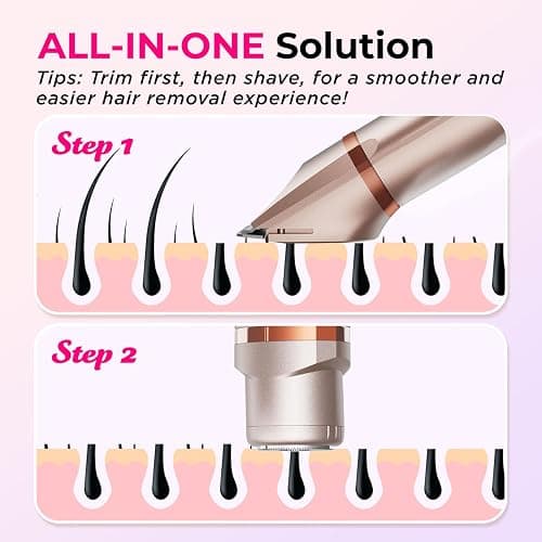 Bikini Trimmer for Women Pubic Hair: 2 in 1 Electric Razors for Women - Rechargeable Electric Shaver - IPX7 Waterproof Bikini Shaver for Travel & Shower Use in Summer (Rose Gold) thumbnail 4