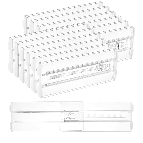 Vtopmart 12 Pack Drawer Dividers for Clothes, 4" High 10.2"-16.5" Adjustable Expandable Dresser Drawer Organizer, Clear Plastic Separators for Dresser, Baby Clothing, Underwear, Cosmetic, Toiletries - Image 1