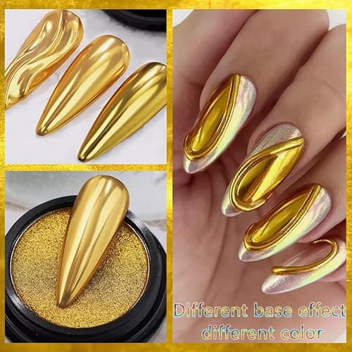 Holographic Mirror White Pearl Chrome Nail Powder Gold Effect Pure Metallic Dust Sequins UV Gel Nail Chrome Pigment for Nail Art Decoration thumbnail 2