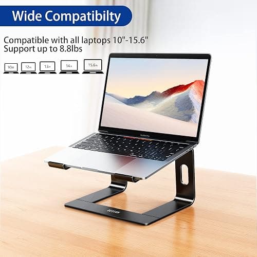 BESIGN LS03 Aluminum Laptop Stand, Ergonomic Detachable Computer Stand, Riser Holder Notebook Stand Compatible with Air, Pro, Dell, HP, Lenovo More 10-15.6" Laptops, Black thumbnail 3