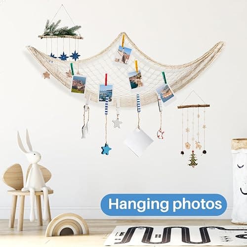 Sukh 2PCS Fish Net Decorative - Fish Net Decorations Decorative Netting Nautical Fishnet Table Runner Nets Netting Fishnet Ocean Party Rope Decoration thumbnail 4