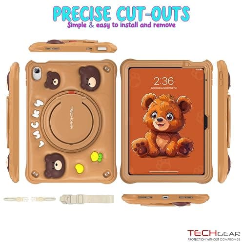 TECHGEAR BubblyToons Teddy Bear Case for iPad 11" A16 (11th Gen 2025) & 10.9" (10th Gen 2022) - Rugged Child-Safe Fun Case, Built-in Stand, Rotating Hand Grip & Soft Durable Shell for Kids & Classes thumbnail 8