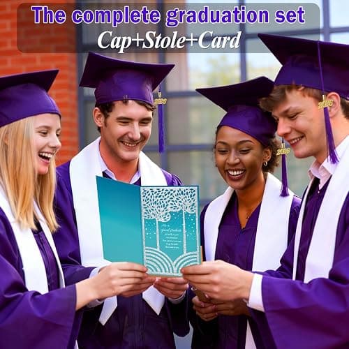 multiwins Graduation Cap, White Stole & Graduation Card Set - Adjustable Cap with 2026 Tassel for High School & Bachelor thumbnail 3