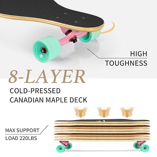 New Olym 41'' Longboard Skateboard 8 Layer Canadian Maple Drop Through Longboards for Youths Beginners thumbnail 3