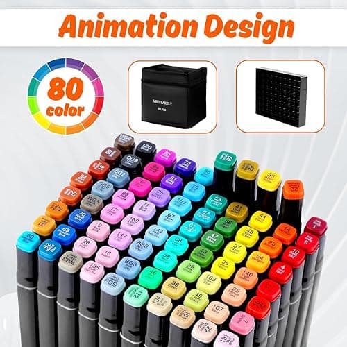 VBESTARTLY 80 Colors Alcohol Markers with Base, Permanent Dual Tip Art Markers for Adults Anime Coloring Sketch Illustrations Pefect for Gift- Refillable thumbnail 3