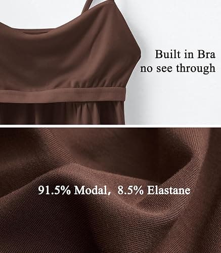 OMKAGI Cute Peplum Camisole Tops for Women Built in Bra Sleeveless Going Out Tank Top - X-Small - 22-dark Brown thumbnail 4