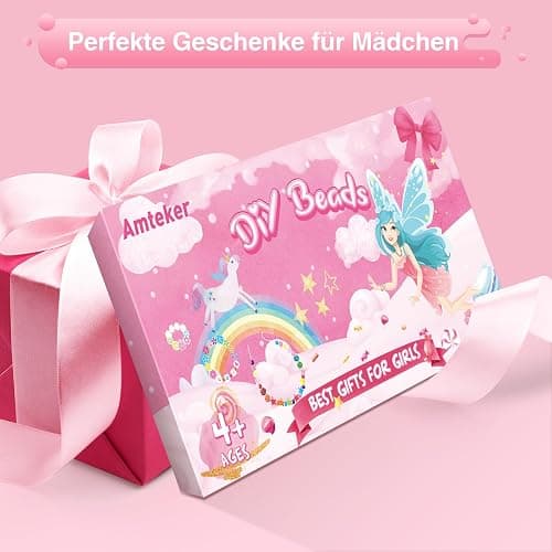 Amteker Geschenke für Mädchen, Perlen für Auffädeln DIY 24 Farben, Bastelset Kinder ab 4 6 Jahre, Armbänder Selber Machen, Basteln Mädchen Einhorn Geschenk 4-6-8 Jahre, Ostergeschenke Kinder Teenager thumbnail 8