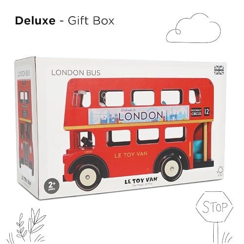 Le Toy Van - Cars & Construction - London Double Decker Bus - Wooden Bus - Role Play Toy - Suitable for Girls & Boys Age 3+ - Red thumbnail 10