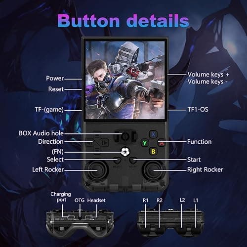 R36MAX Retro Handheld Game Console, 4.0 Inch 720x720 IPS Screen, 64GB Built-in 18,000+ Classic Game, Portable Hand Held Open Source Linux System, 4000mAh Battery Retro Gaming Console(Black 64GB) thumbnail 7