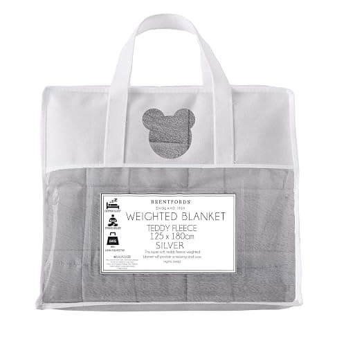 Brentfords Teddy Fleece Heavy Weighted Blanket for Adults Quilted Pockets Throw, Silver Grey, 150 x 200cm - 8kg (Disclaimer: Only suitable for age 3+ years) thumbnail 9