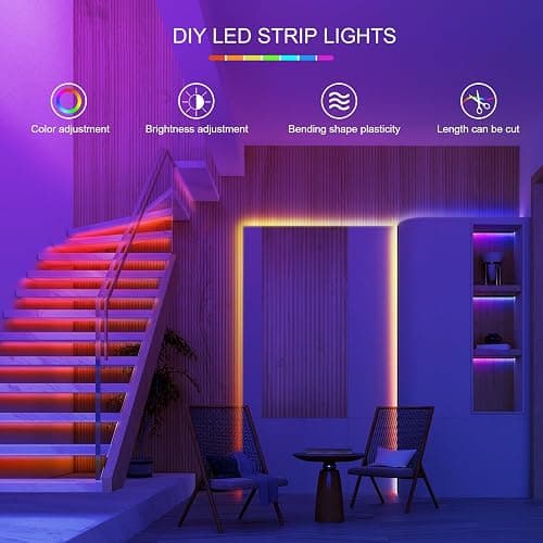 HBOWMDJIA 100ft Led Lights for Bedroom, Led Strip Lights Music Sync Corlor Changing, Led Light Strip with Remote & App Control RGB Strip, Led Lights for Room Dorm Home Classroom Ceiling Decor thumbnail 7