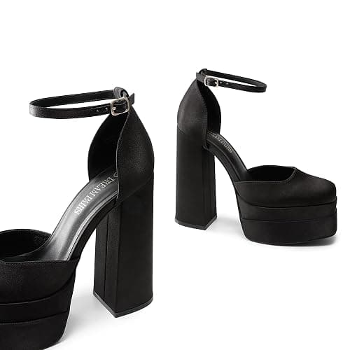 DREAM PAIRS Women’s High Chunky Platform Closed Toe Block Heels Square Toe Ankle Strap Dress Wedding Party Pumps Shoes Aurelia thumbnail 7