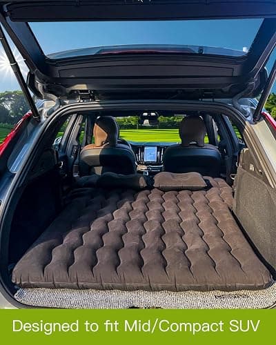 SUV Air Mattress, Inflatable SUV Mattress Bottle and Phone Holder Thickened Flocking & PVC Surface Car Air Mattress with Electric Air Pump Travel Mattress for Car Camping Road Trip (Black) thumbnail 3