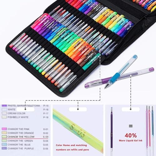 Aen Art Gel Pens for Adult Coloring Books, 160 Pack Artist Colored Gel Pen with 40% More Ink, Black Case. Perfect for Drawing Doodle Crafts Journaling Planner thumbnail 4