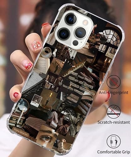 Aesthetic Collage Phone Case Dark Academia Cover Compatible with iPhone 15 Pro Max, Vintage Old Church Books Pattern Collage Case for iPhone 15 Pro Max, Unique Trendy Soft TPU Bumper Cover Case thumbnail 2
