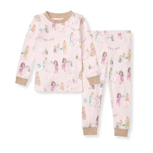 Burt's Bees Baby Girls' 2-Piece Long Sleeve Tee and Pants Organic Cotton Pajama Set - Image 1