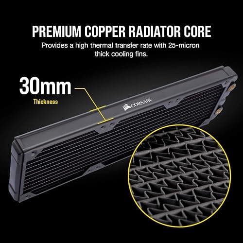 CORSAIR Hydro X Series XR5 360mm Water Cooling Radiator - Triple 120mm Fan Mounts - Premium Copper Construction - Easy Installation - Black thumbnail 4