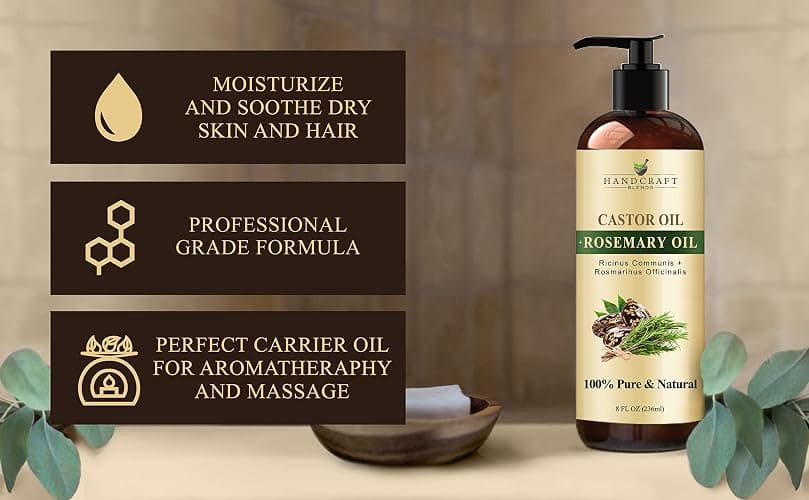 Handcraft Blends Castor Oil with Rosemary Oil - 8 Fl Oz - 100% Pure and Natural - Premium Grade Carrier Oil for Hair Growth, Eyelashes and Eyebrows, Hair & Body thumbnail 6