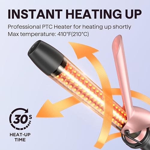 Wavytalk 5 in 1 Curling Wand Set, Dual Voltage Curling Iron Set with 5 Interchangeable Barrels Included A Thermal Brush, A Hair Crimper and 3 Ceramic Curling Wands(0.5"-1.25"), Rose Pink thumbnail 3