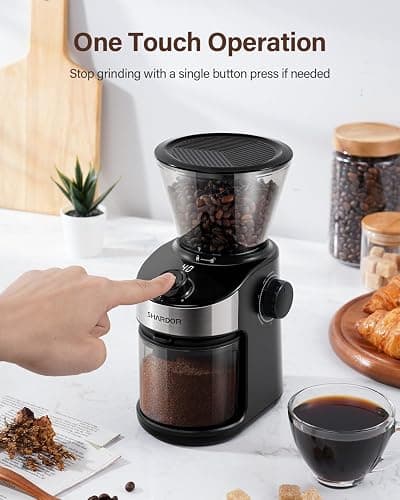 SHARDOR Electric Burr Coffee Grinder for Home Use, Coffee Bean Grinder for 32 Grind Settings, 40-Second Adjustable Timer, One-Touch Start & Cleaning Button, Black thumbnail 6