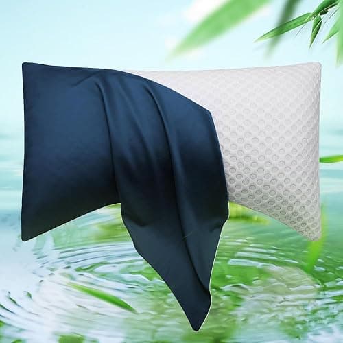 Cooling Side Sleeper Curved Pillow Case Queen 1 Pack 20 * 30 Navy Blue | Rayon Derived from Bamboo Breathable Silky Soft Crescent Pillowcase for Hot Sleepers Fits Curved Side Sleeper Pillows - Image 1