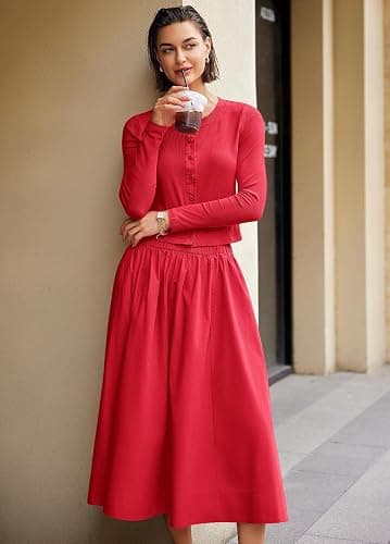 Panadila Womens 2 Piece Lounge Sets Matching Vacation Outfits Ribbed Button Down Cardigan and Elastic Waist Skirt Sets thumbnail 3