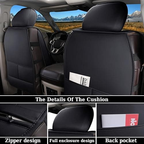 Coverado Seat Covers for Dodge Ram, Waterproof Front Car Seat Covers for Truck Compatible with 2002-2026 Dodge Ram 1500 2500 3500 Crew Double Mega Quad Cab(Red) thumbnail 2
