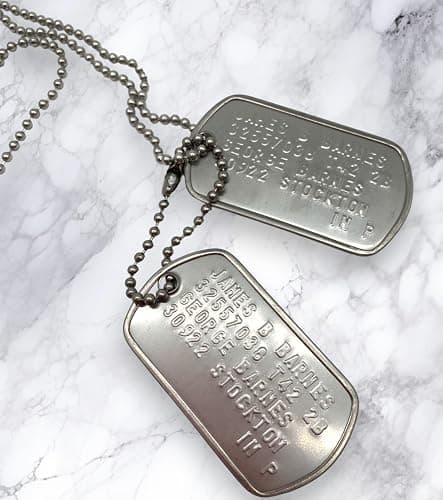 James Bucky Barnes Military Army Dog Tags - Stainless Steel - Ball Chain Included - Cosplay Prop thumbnail 2