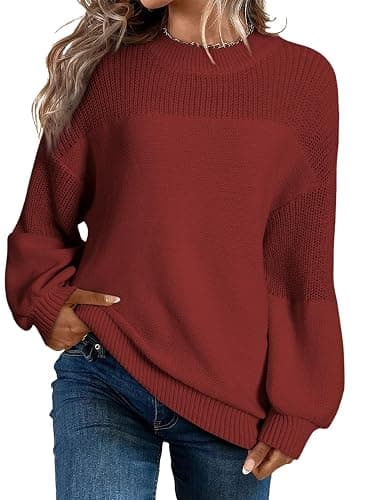 Dokotoo Women's Oversized Long Sleeve Crewneck Pullover Sweaters | Solid Color Knit Tops, Elegant Casual Fall Outfits, Soft Comfy Fashion Clothing, Trendy 2026 Winter Clothes - Image 1
