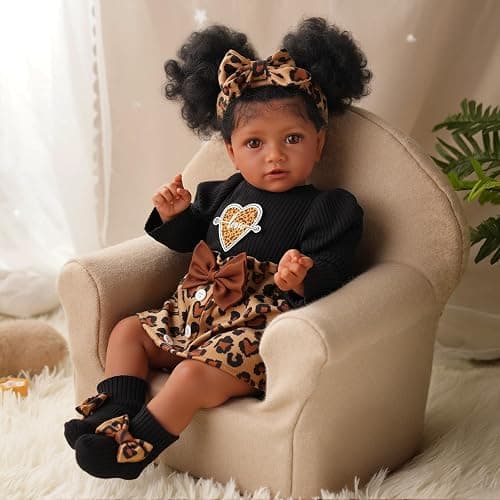 BABESIDE 6-Piece Reborn Baby Doll Clothes Set for 17-22 Inch Dolls | Baby Doll Clothes with Leopard Dress, Headband, Coat, Reusable Doll Diaper and Socks,Pretend Play Gift for Birthday thumbnail 6
