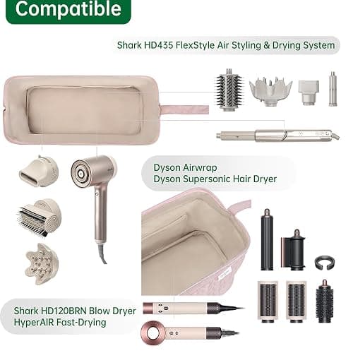 KarSyon Shark Flex Style Case for Dyson Airwrap Hair Dryer Brush Revlon Hair Tools Travel Bag Carrying Case Flat Curling Iron Organizer (Pink) thumbnail 4