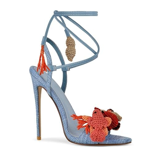 richealnini Lace Ankle Strappy Stiletto Heels for Women with Cute Animal Ornamented thumbnail 4