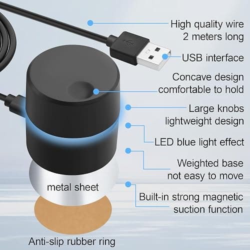 ELFJMZP USB Volume Control Knob – Physical Audio Control with Magnetic Base thumbnail 3
