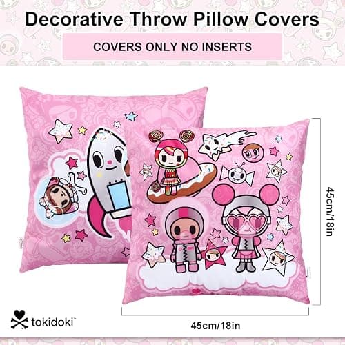 tokidoki Unicorno 18x18 Inch Pillowcase, 2 Pack Double-Sided | Donutella design, pink throw pillow covers. Soft durable polyester for sofa, kids room, home decor. thumbnail 3