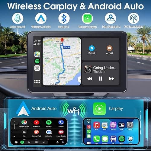 2026 Enhanced Carplay Screen for Car - 7" HD Portable Carplay & Android Auto with Bluetooth, HD Backup Camera, GPS Navigation, Siri, FM Radio, AUX, and Mirror Link – Compatible with All Vehicles thumbnail 4