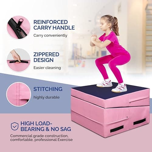 Matladin 48"x24"x14" Tumbling Mat - Folding Gymnastics Cheese Wedge Mat for Kids, Girls Home Training thumbnail 3