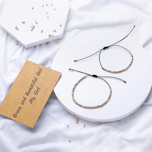 Hicarer DIY Morse Code Bracelet Making Kit, 800 Round and 800 Long Tube Spacer Beads Handmade Adjustable Bracelets Necklaces 20 Morse Code Decoding Card and 20 Yard Twine Cord thumbnail 4