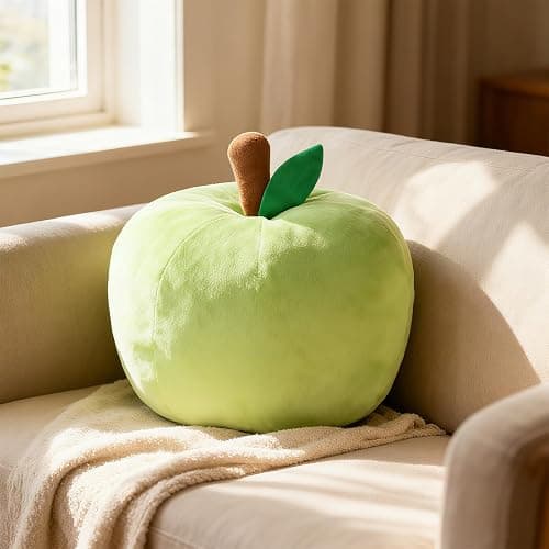 LANPU Cute Apple Shaped Plush Pillow – Soft Fruit Cushion for Couch | Sofa, or Bed, Adorable Decorative Throw Pillow for Room, Living Room & Home Decor (11 Inch,Green) thumbnail 7