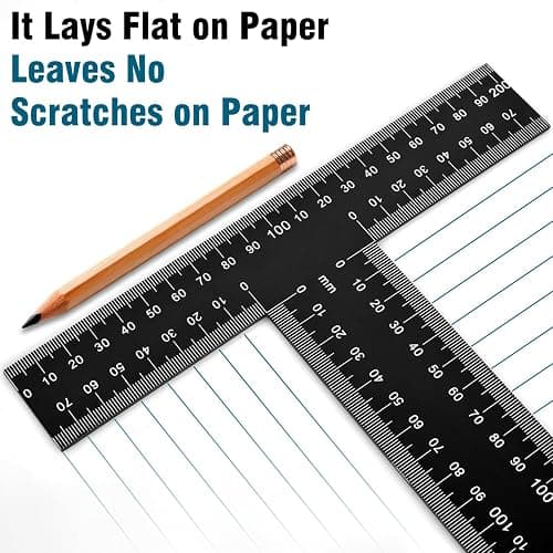 T Square Ruler - 12 inch Metal T Ruler for Drafting, Architecture, Engineering & Art | Precision Dual-Scale (Inch & MM) - Tee Ruler, Scale Ruler thumbnail 5