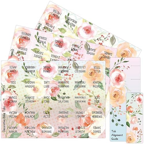 Fancy Land Floral Bible Tabs 90 Decorative Bible Tabs Laminated Colorful Bible Book Indexing Tabs Old and New Testament Laminated Matte Film Pretty Gift for Women Girls thumbnail 8