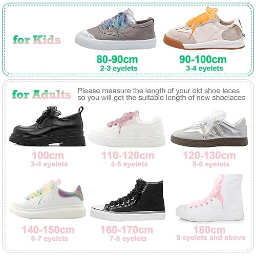 WEGOODZF Flat Sheer Shoe Laces: 2 Pairs 4CM Wide Fashion Snow Yarn Shoelaces - 09 Black - 31Inch (80CM) thumbnail 6