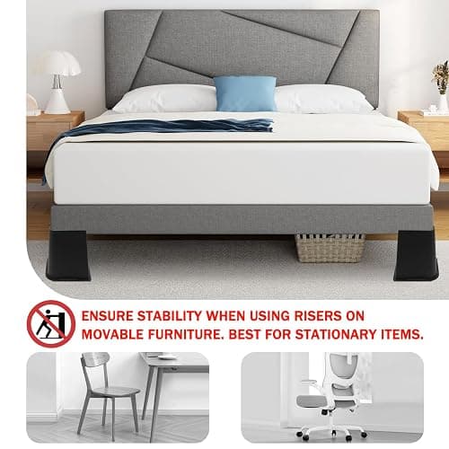 ANNKUT Bed Risers 8 Inch Heavy Duty, Furniture Risers for Bed Desk Table Sofa Couch，Oversized Bed Lifts Risers, Support up to 5000 Lbs(4 Pack Black) - Black 4 Pack - 8 Inch thumbnail 4