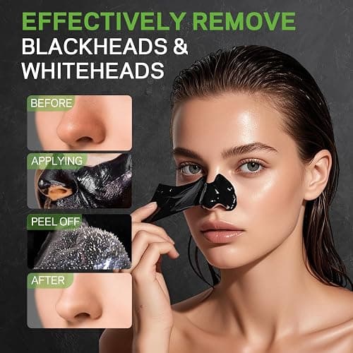 AMOADO Blackhead Remover Mask, Charcoal Peel Off Face Mask Kit, (100g) Deep Pore Cleans,Oil Control, Blackheads Removal Peel Off Black Mask for Men & Women – Includes Brush,Extractor Tool thumbnail 2